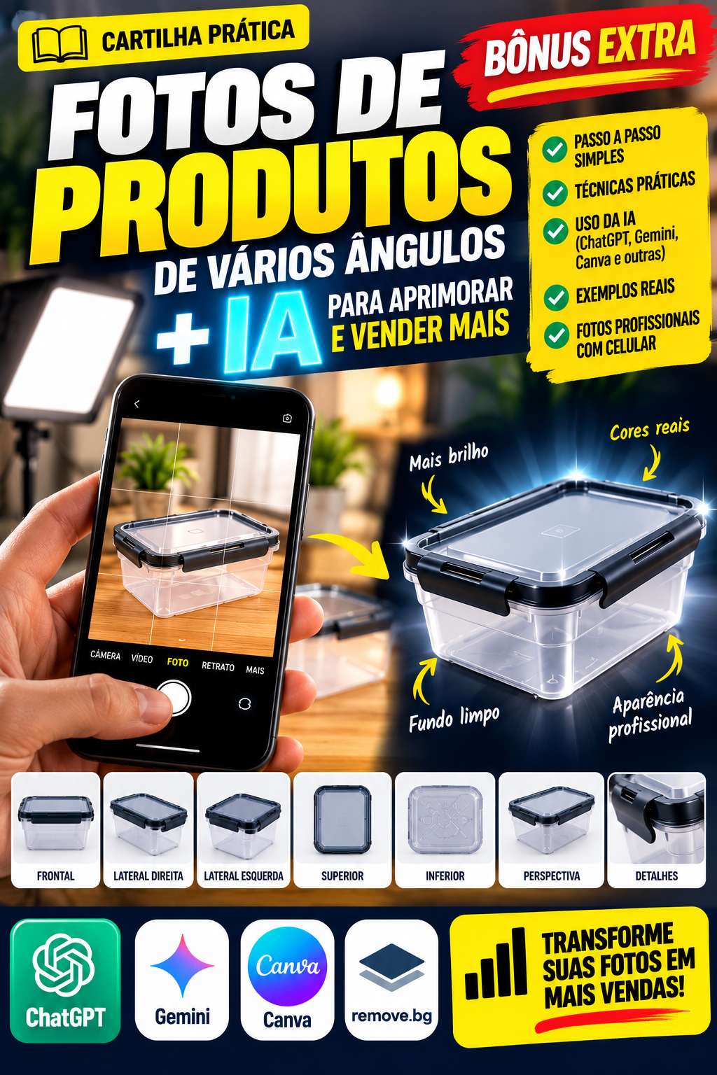 Cartilha Prática Fotos de Produtos de Vários Ângulos + IA